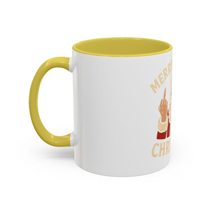 Irreverent Merry Christmas Mug — Funny Santa Middle Finger Coffee Cup (11oz & 15oz)