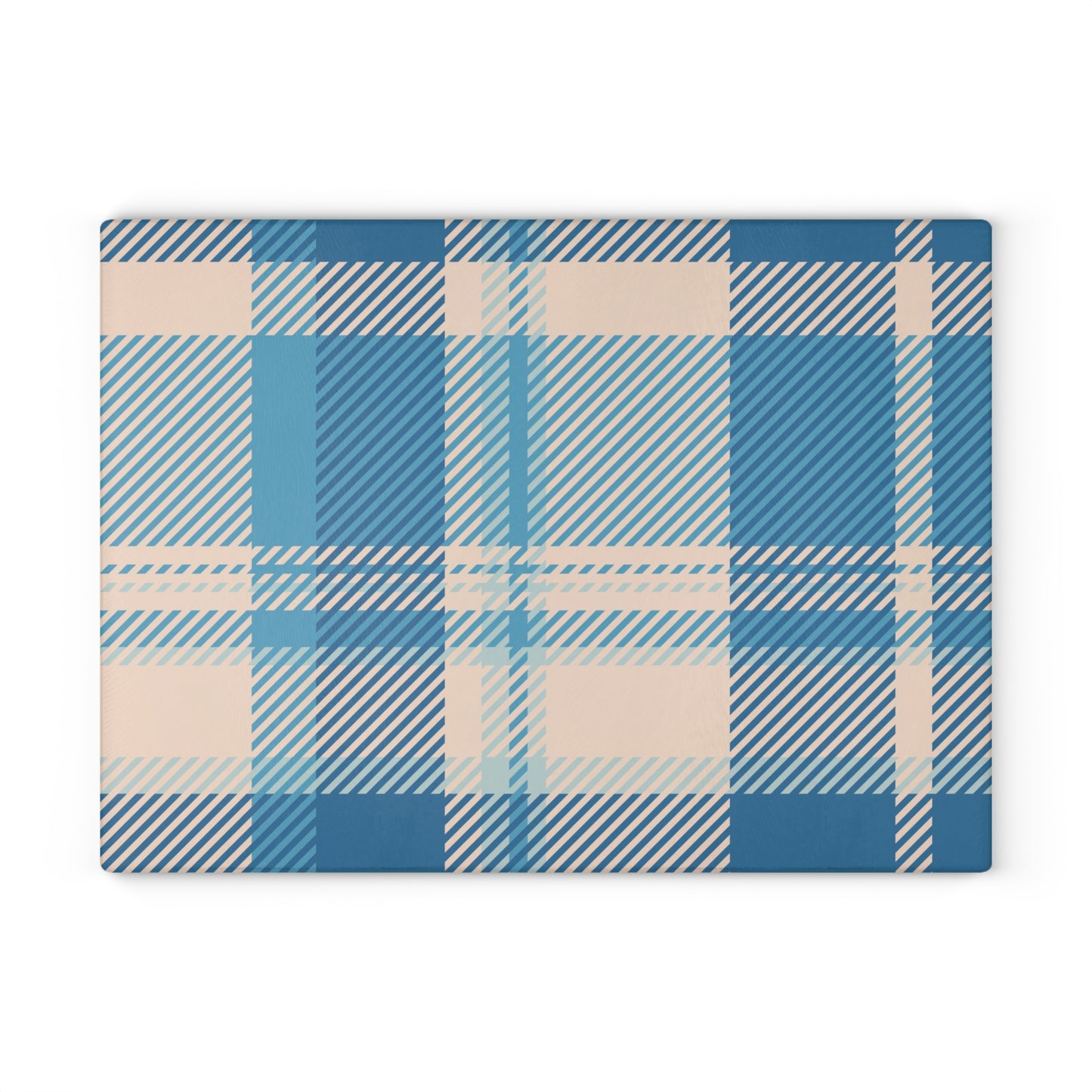Blue Plaid Glass Cutting Board — Pastel Kitchen Chopping Board