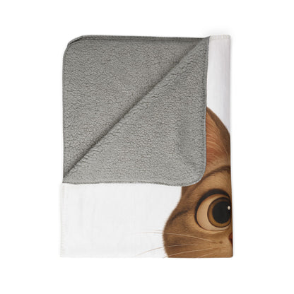 Cozy Cat Fleece Sherpa Blanket, Cute Pet Decor, Cat Lover Gift, Warm Throw Blanket, Home Essentials, Animal Lover Blanket - TRV