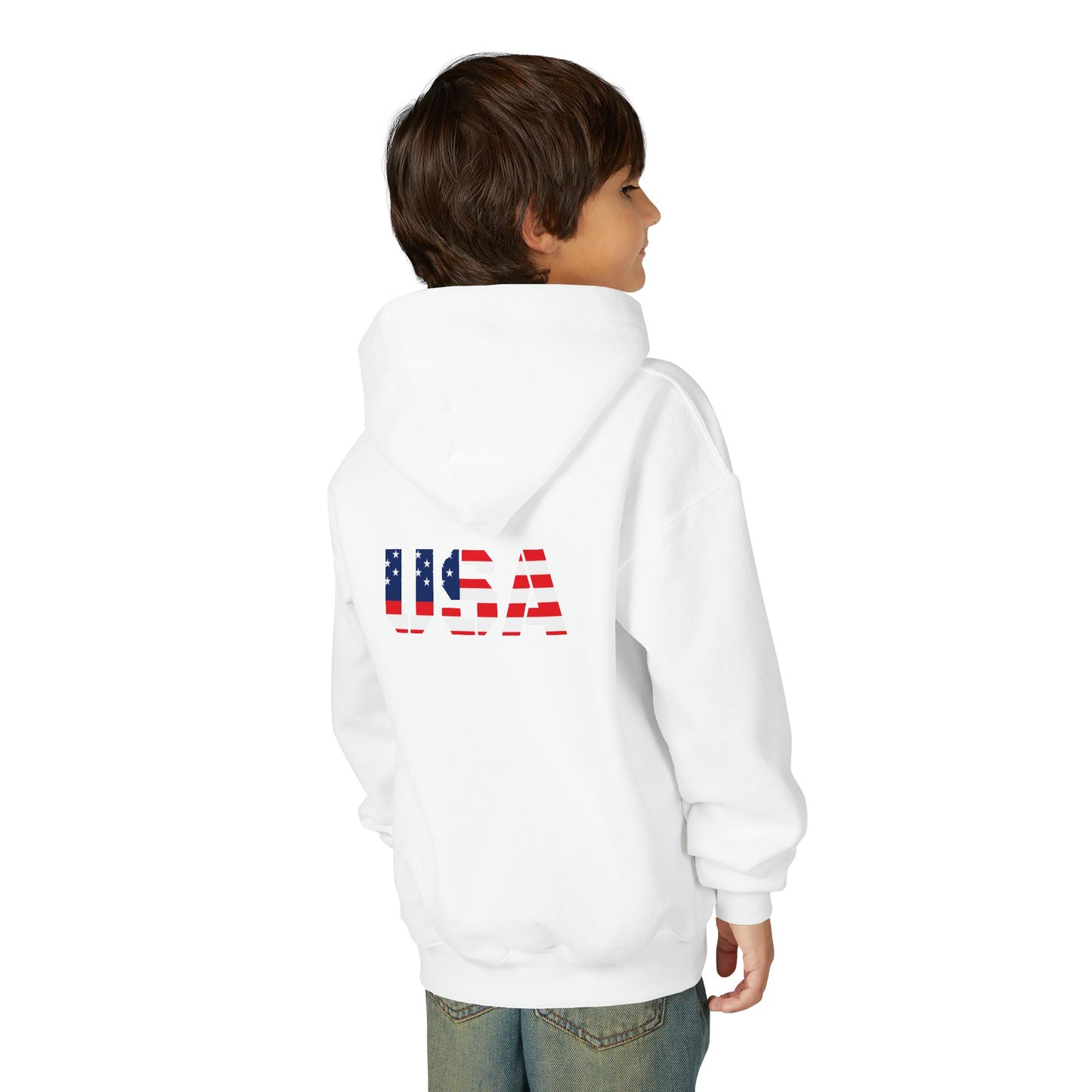 USA Flag Youth Hoodie, Youth Sweatshirt, Cool Hoodie for Kids, American Pride Apparel, Comfortable Boys and Girls Sweatshirt