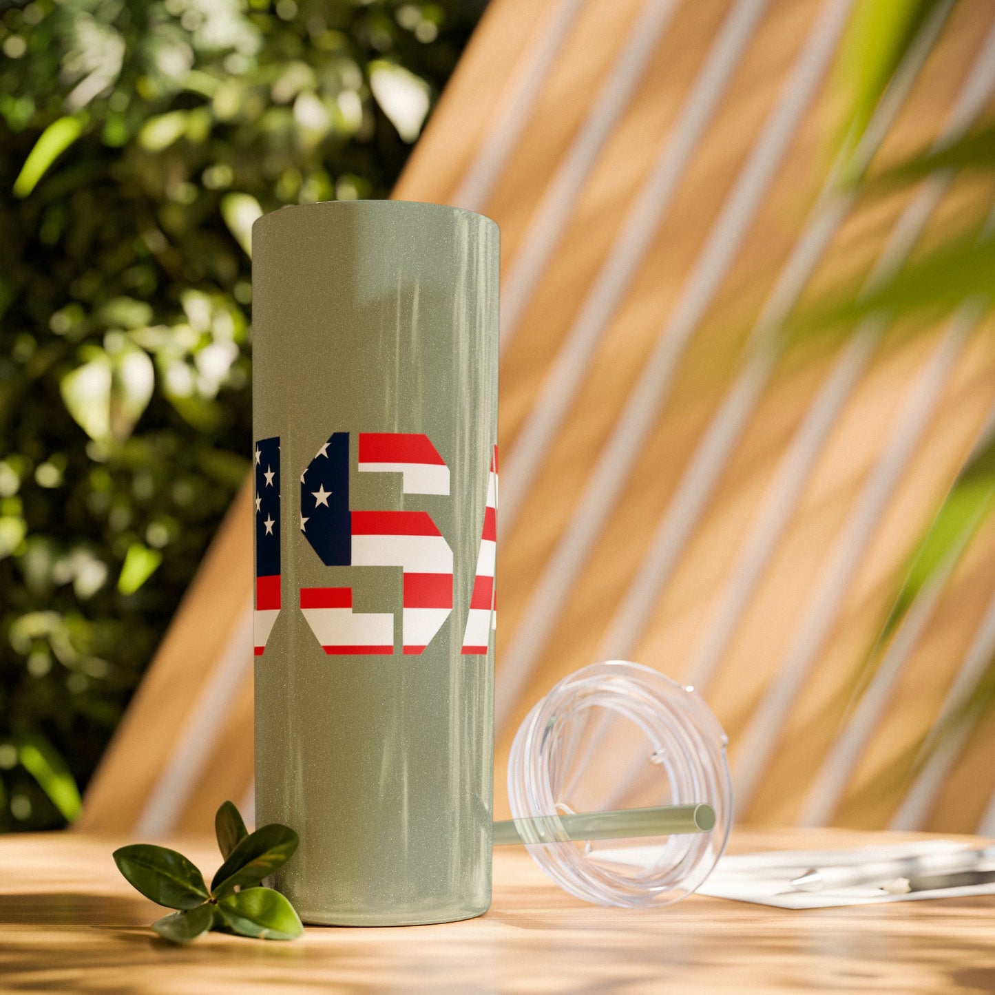 Skinny Tumbler — USA Flag 20oz Straw Tumbler (Patriotic Travel Cup)