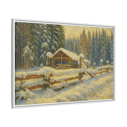 Winter Landscape Framed Canvas Art | Cozy Home Decor | Wall Art for Living Room, Bedroom, Holiday Gift, Rustic Vibes, Art Print - TRV