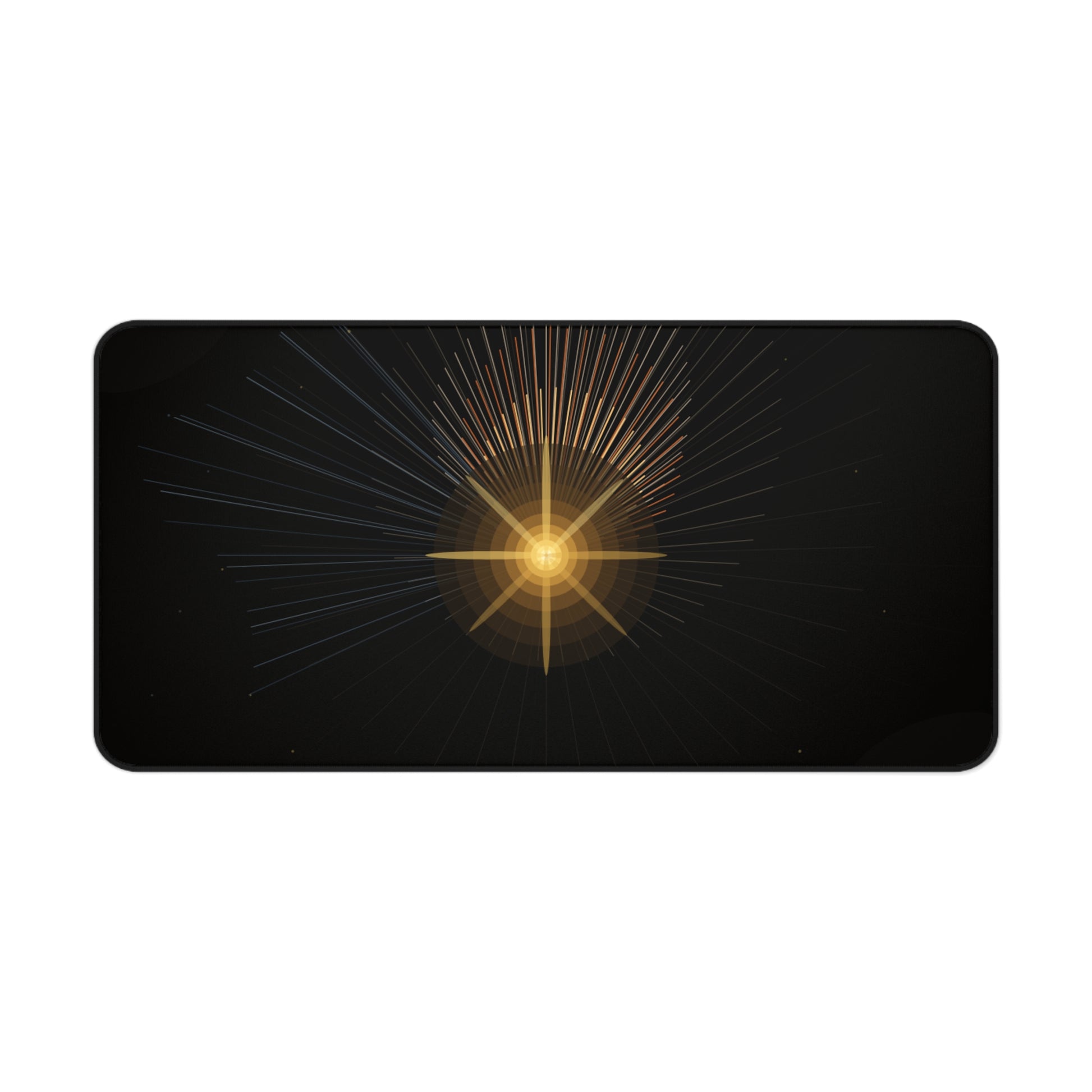 Golden Starburst Desk Mat | Celestial Radiant Light Mousepad - TRV