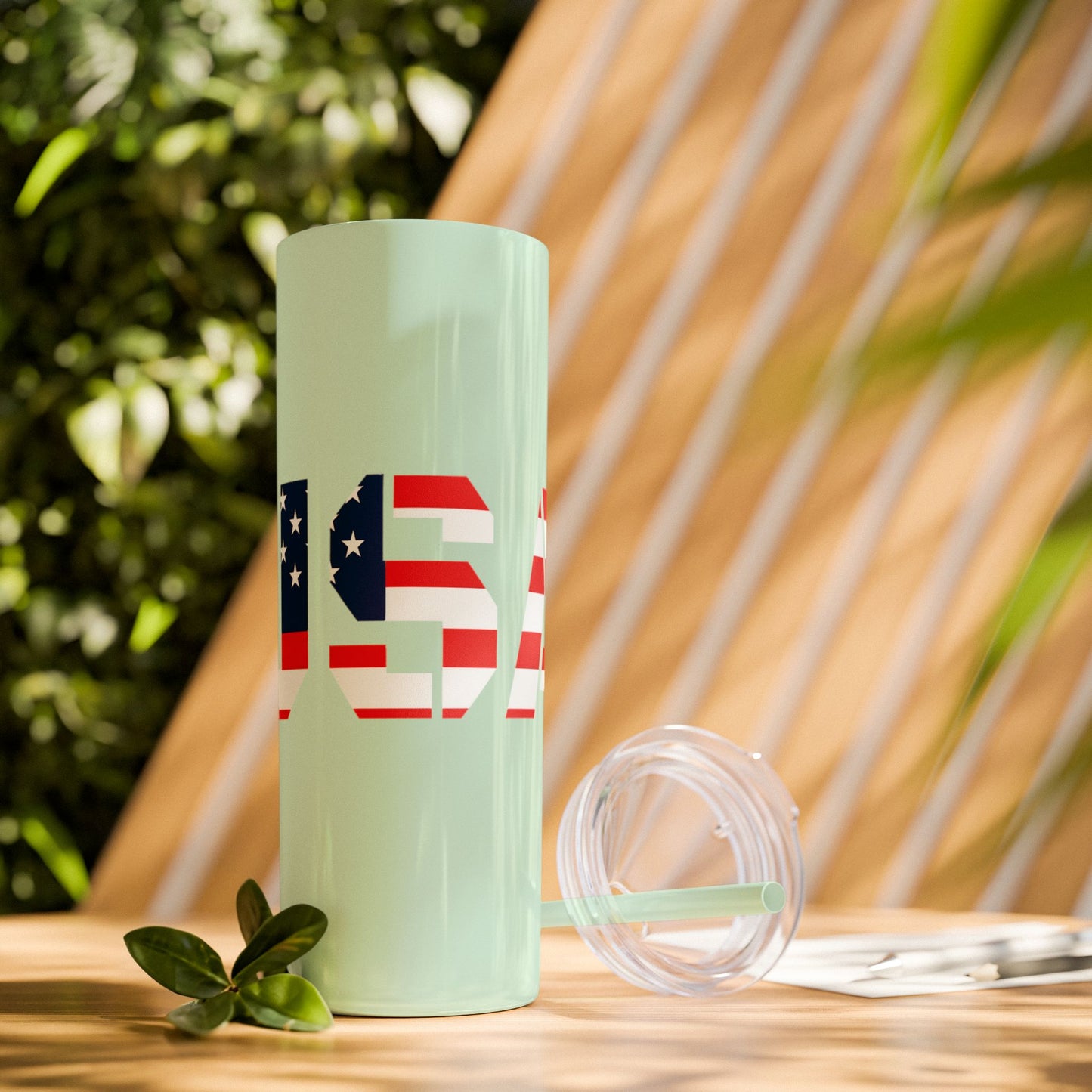Skinny Tumbler — USA Flag 20oz Straw Tumbler (Patriotic Travel Cup)
