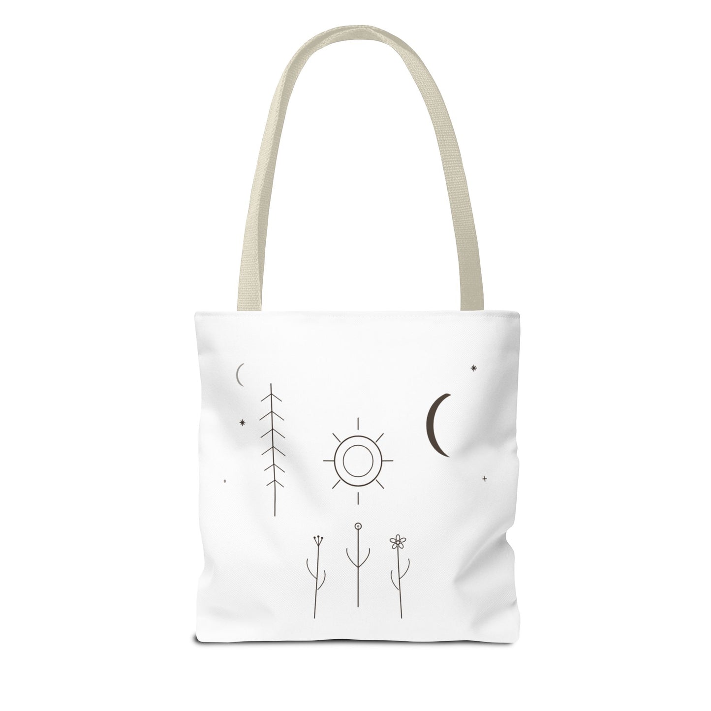 Minimal Moon and Sun Botanical Tote | Celestial Line Art Bag