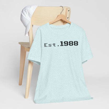 Est. 1988 Unisex Jersey Tee, Vintage Birthday Shirt, Casual Everyday Wear, Gift for Him or Her, Anniversary Celebration Tee