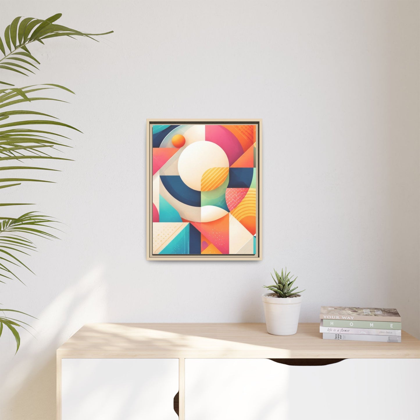 Colorful Geometric Abstract Art Matte Canvas Framed