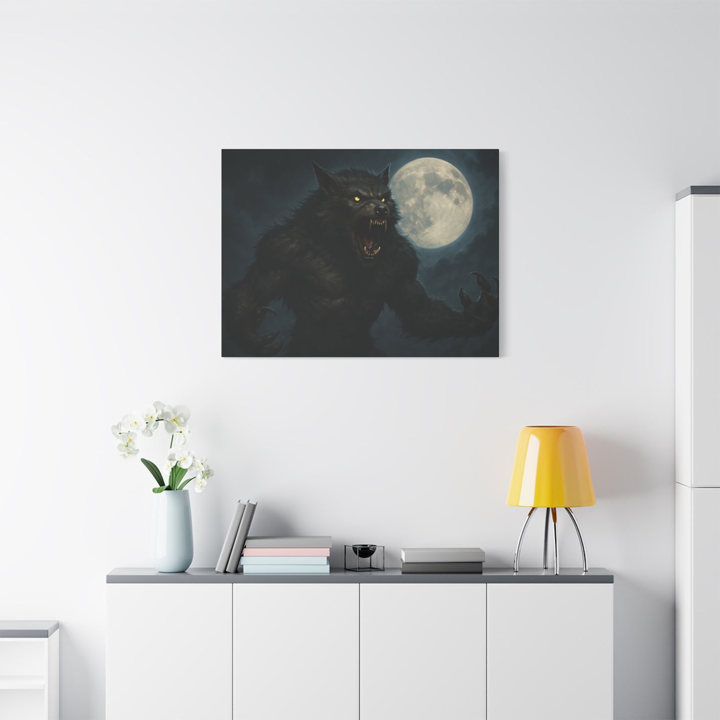 Werewolf Moon Canvas Art | Dark Fantasy Decor for Halloween, Gothic Home, Werewolf Lover Gift, Unique Wall Art, Spooky Decor - TRV