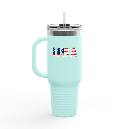 Insulated Travel Mug with USA Design - Perfect for Road Trips, Outdoor Adventures, and Gifts, 40oz Tumbler for Coffee, Tea, and More