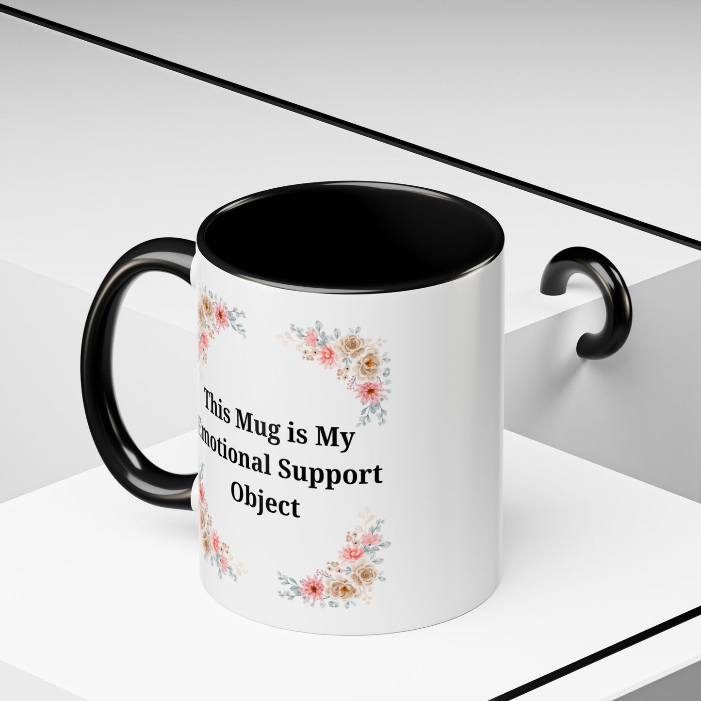 Floral Emotional Support Coffee Mug, Coffee Lover Gift, Funny Mug, Self-Care Necessity, Floral Design Mug, Unique Gift for Friends