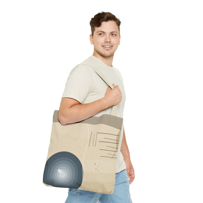 Abstract Neutral Waves Tote Bag | Geometric Circle Pattern