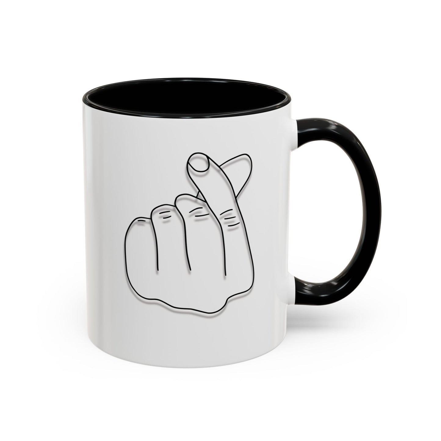 K-Pop Accent Mug - Love Gesture Design (11oz, 15oz), Korean Pop Coffee Cup, K-Pop Lover Gift, Cute Drinkware, Unique Mug