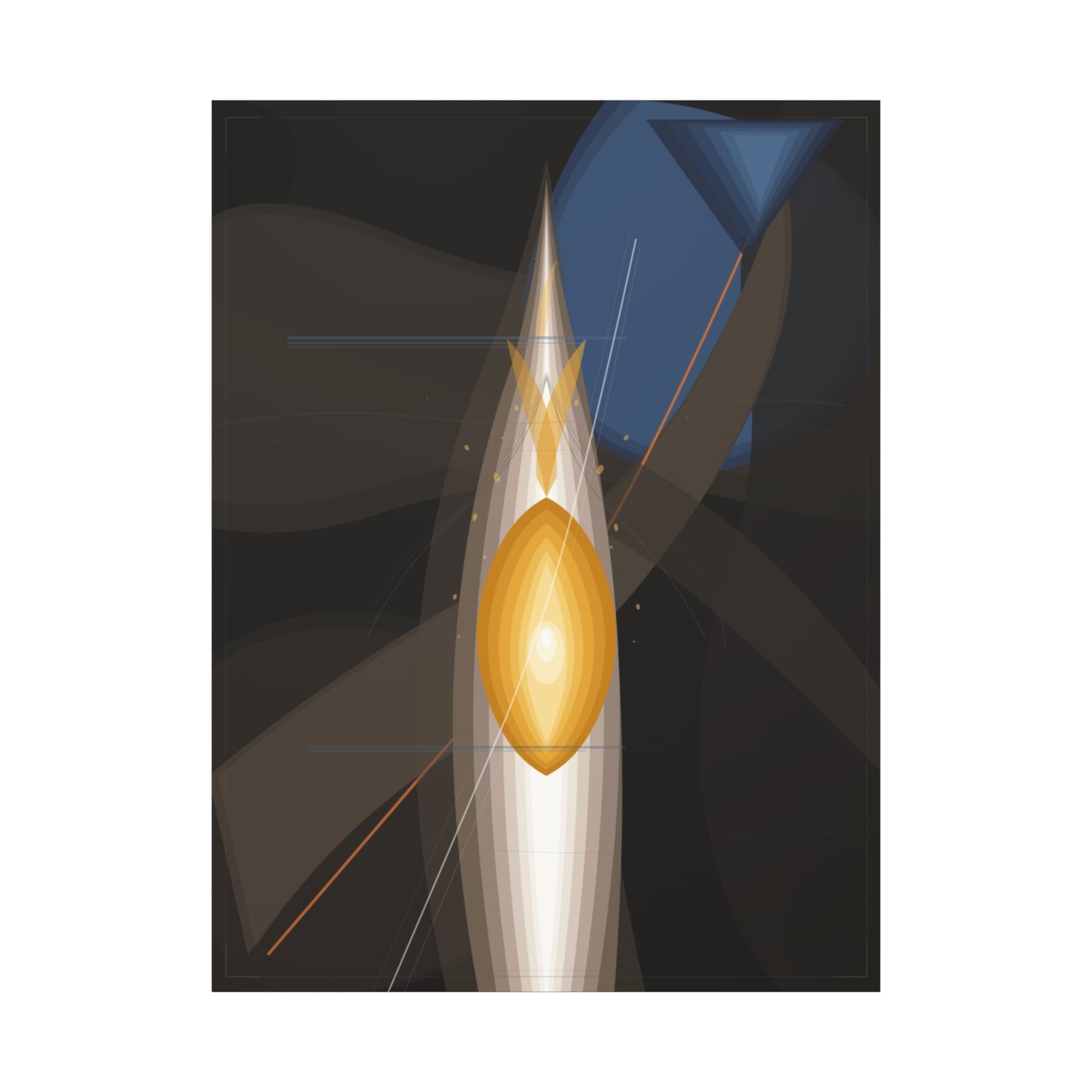 Abstract geometric flame design on matte stretched canvas, 1.25-inch thick, by Printify. Suitable for modern wall decor.