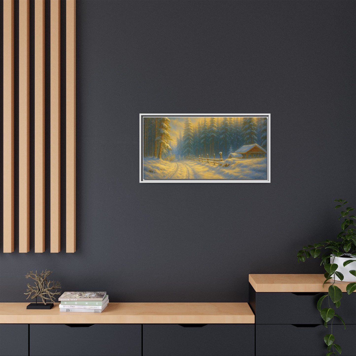 Wall Art Print, Winter Cabin Decor, Nature Scene, Holiday Gift, Cabin Vibes, Christmas Decoration, Matte Canvas, Framed - TRV