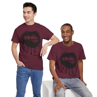 Edgy Graphic Tee - Dripping Lips Design - Unisex Heavy Cotton Tee