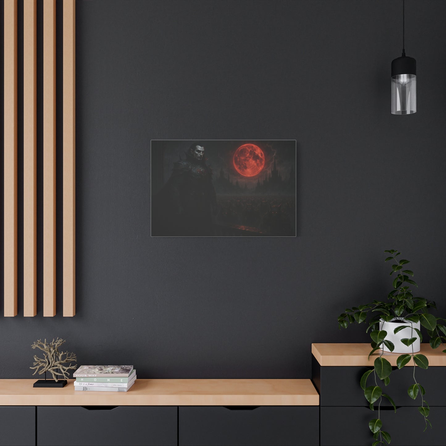 Dracula Canvas Art: Gothic Vampire with Blood Moon, Fantasy Wall Decor, Dark Aesthetic Print, Horror Art, Halloween, Gothic Home Decor - TRV
