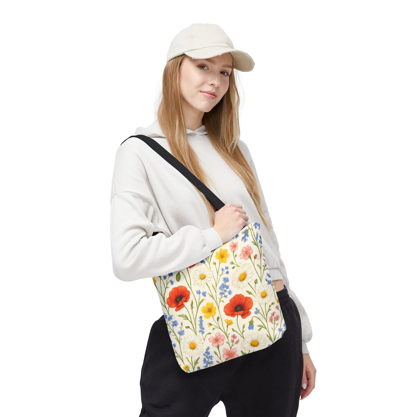Wildflower Poppy Print Tote Bag | Floral All-Over Pattern