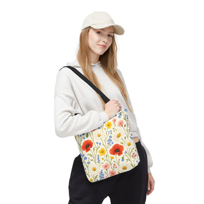 Wildflower Poppy Print Tote Bag | Floral All-Over Pattern