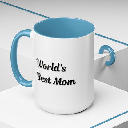 World's Best Mom Accent Coffee Mug - 11oz & 15oz - Perfect Gift for Mother's Day