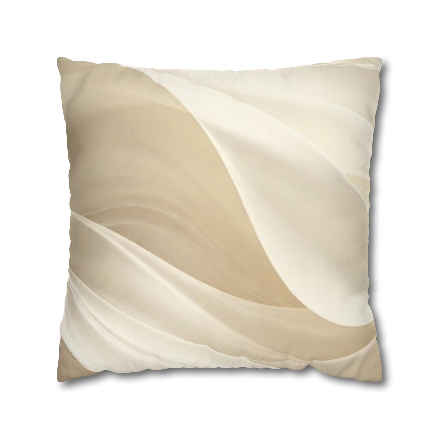 Beige Abstract Wave Pillowcase | Faux Suede Square Pillow Cover