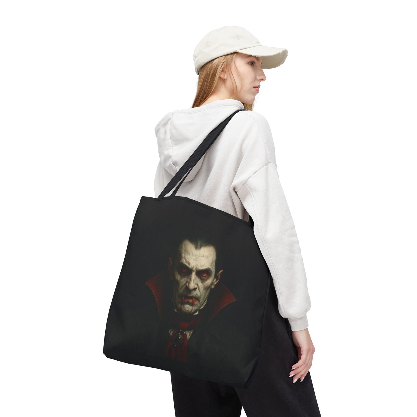 Vampire Haunted Tote Bag, Spooky Shopping Bag, Halloween Accessory, Gothic Style Handbag, Perfect for Halloween Parties, Unisex Tote - TRV