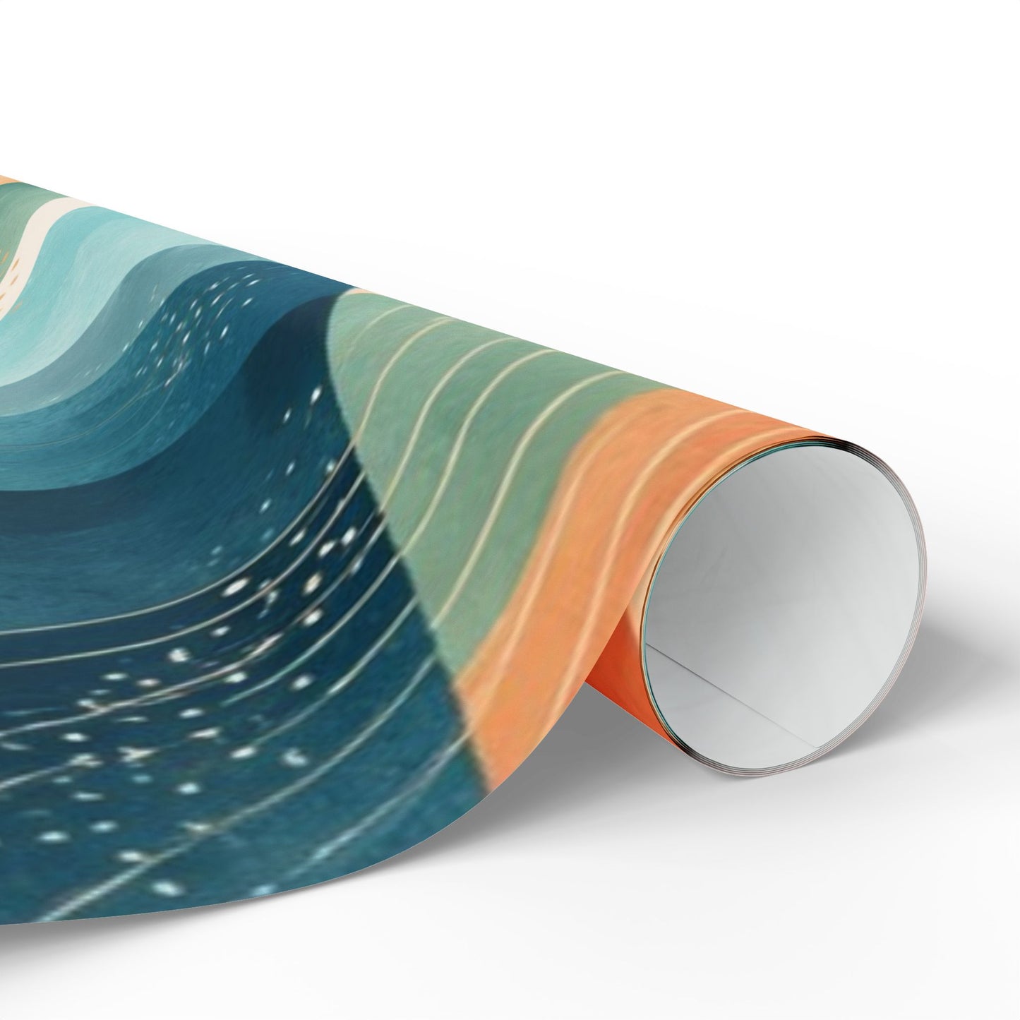 Abstract Wave Wrapping Paper Roll — Teal & Coral Modern Gift Wrap