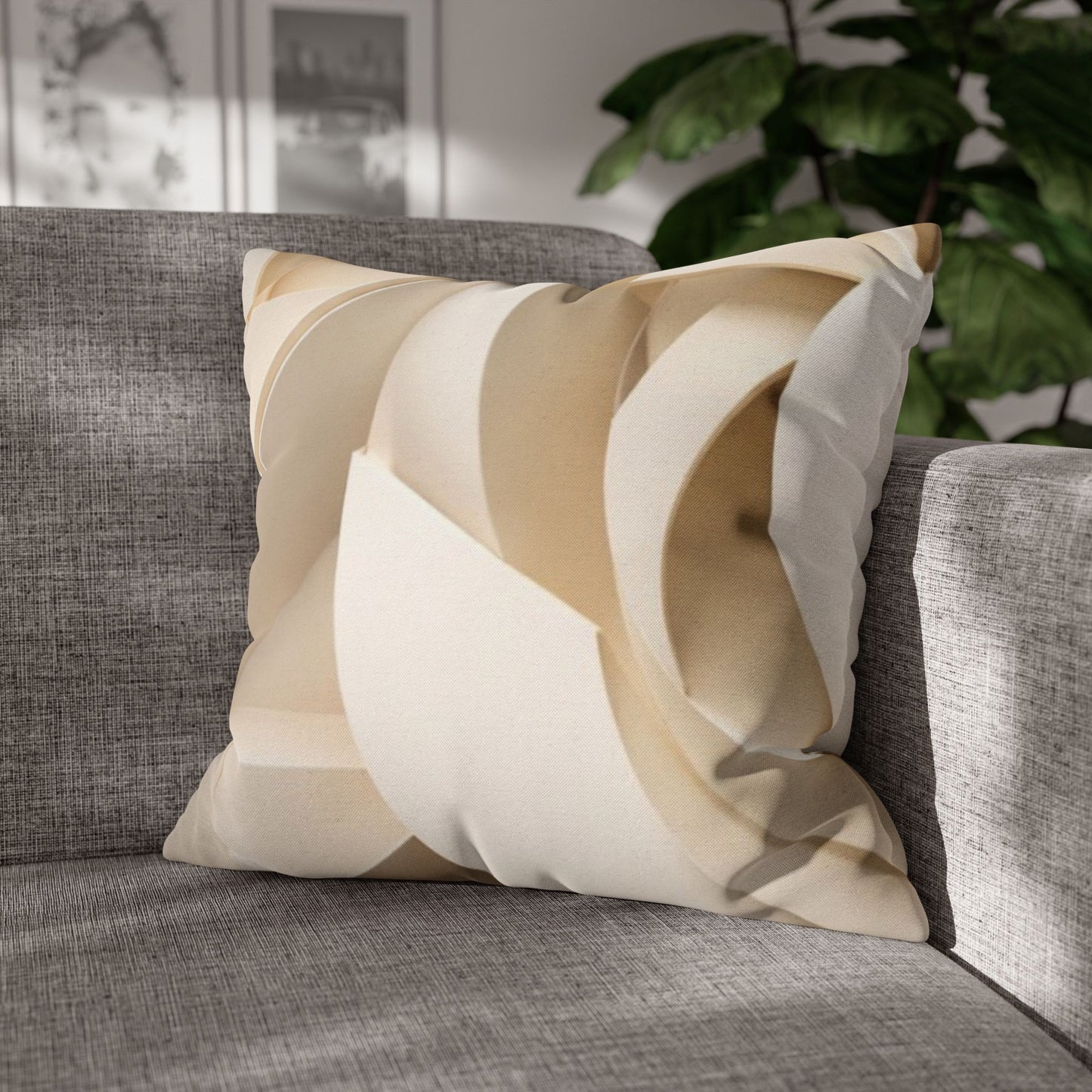 Beige Abstract Paper Swirl Pillowcase Spun Polyester Square Pillowcase