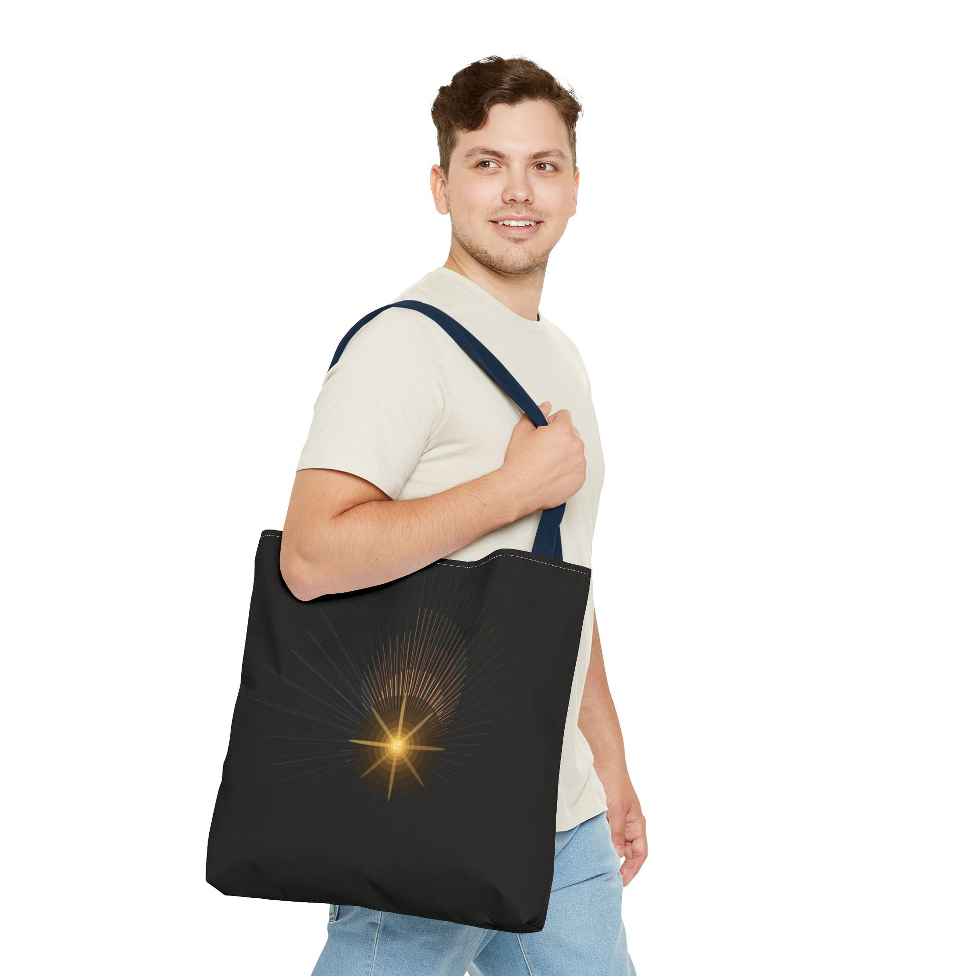 Radiant Starburst Tote Bag | Golden Light Celestial Design - TRV