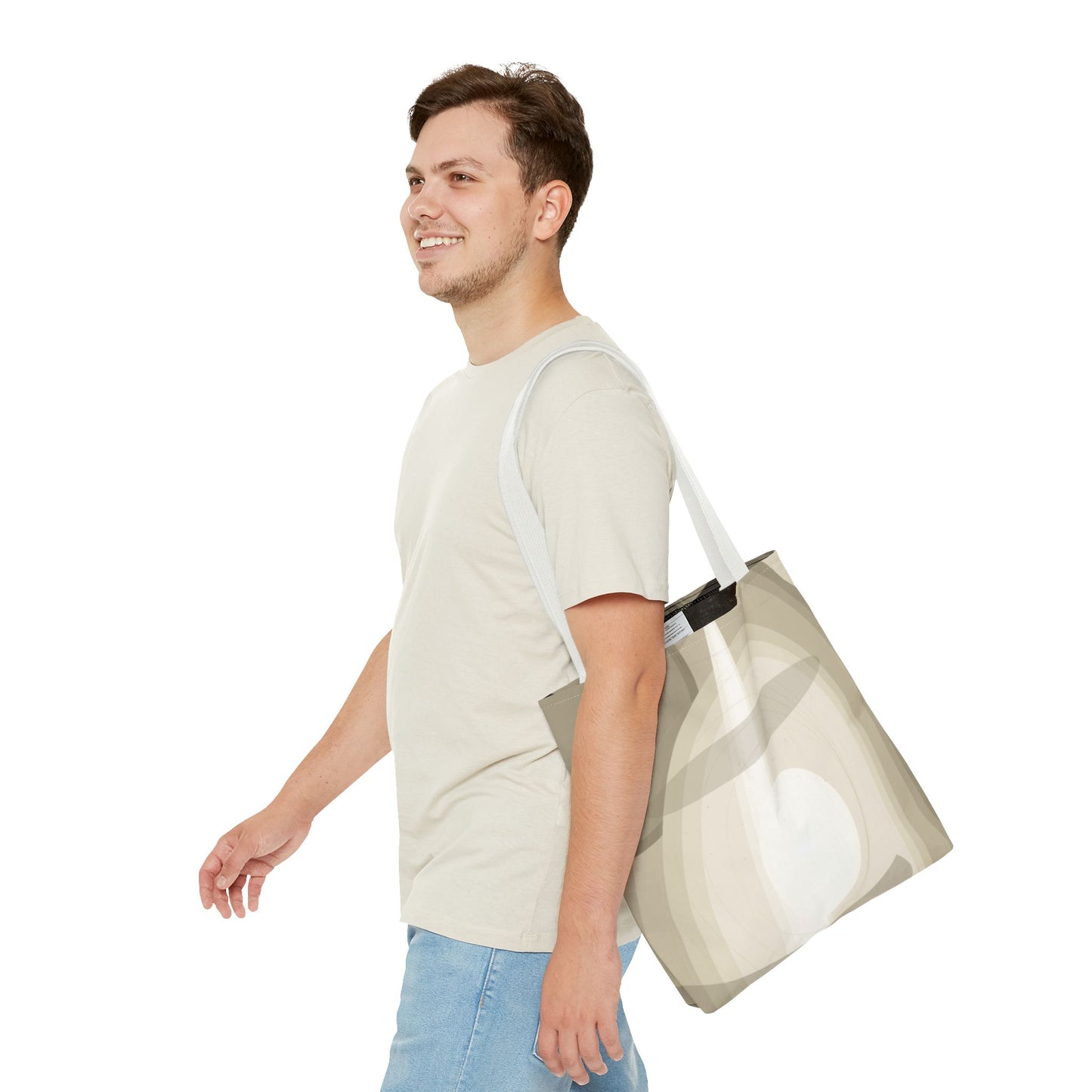 Neutral Abstract Light Beam Tote Bag | Minimalist Geometric Pattern