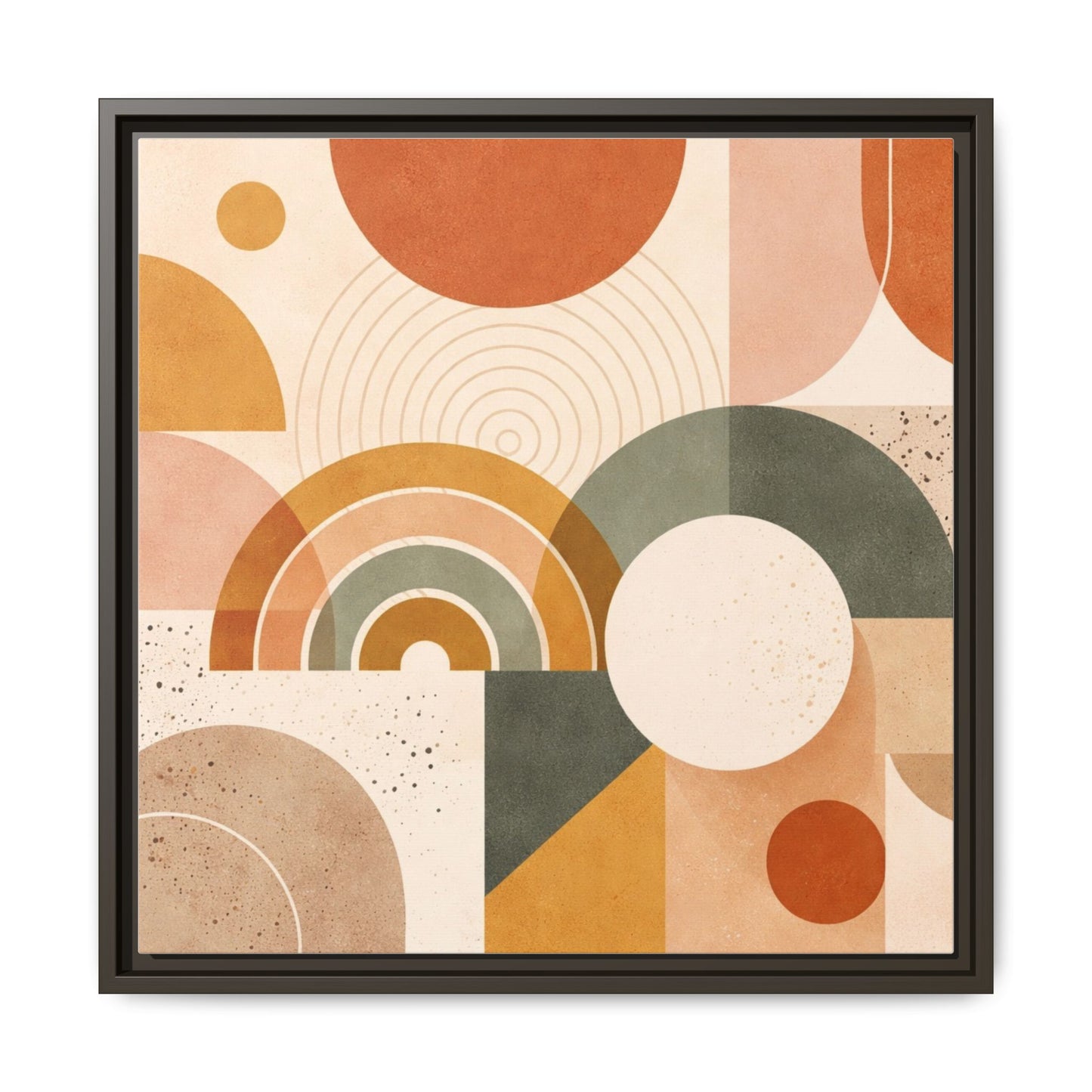 Abstract Terracotta Geometric Rainbow Matte Canvas Framed