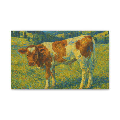 Cow Art Canvas Print, Rustic Farmhouse Decor, Animal Lover Gift, Country Wall Art, Thoughtful Homewarming - TRV