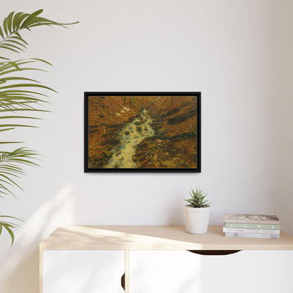 Serene Abstract Nature Canvas Art, Framed Wall Decor, Rustic Home Accent, Earthy Tone Artwork, Tranquil River Scene - TRV