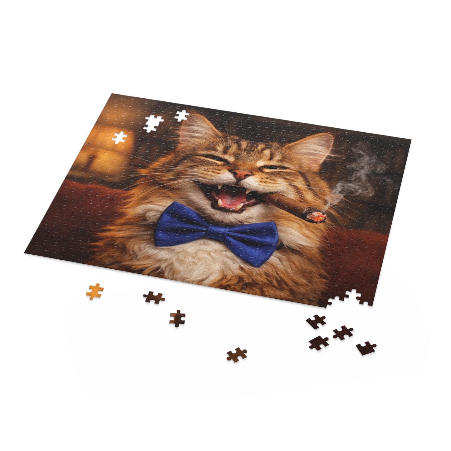 Laughing Cat with Cigar and Blue Bow Tie Puzzle