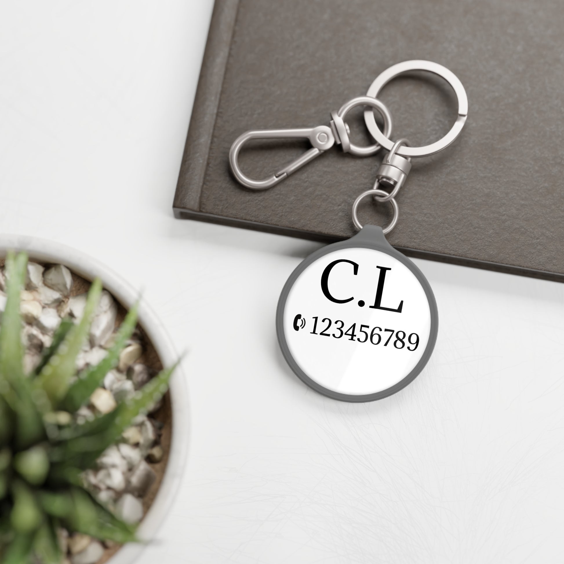 Monogram Initials Keyring Tag | Personalized Round Keychain - TRV