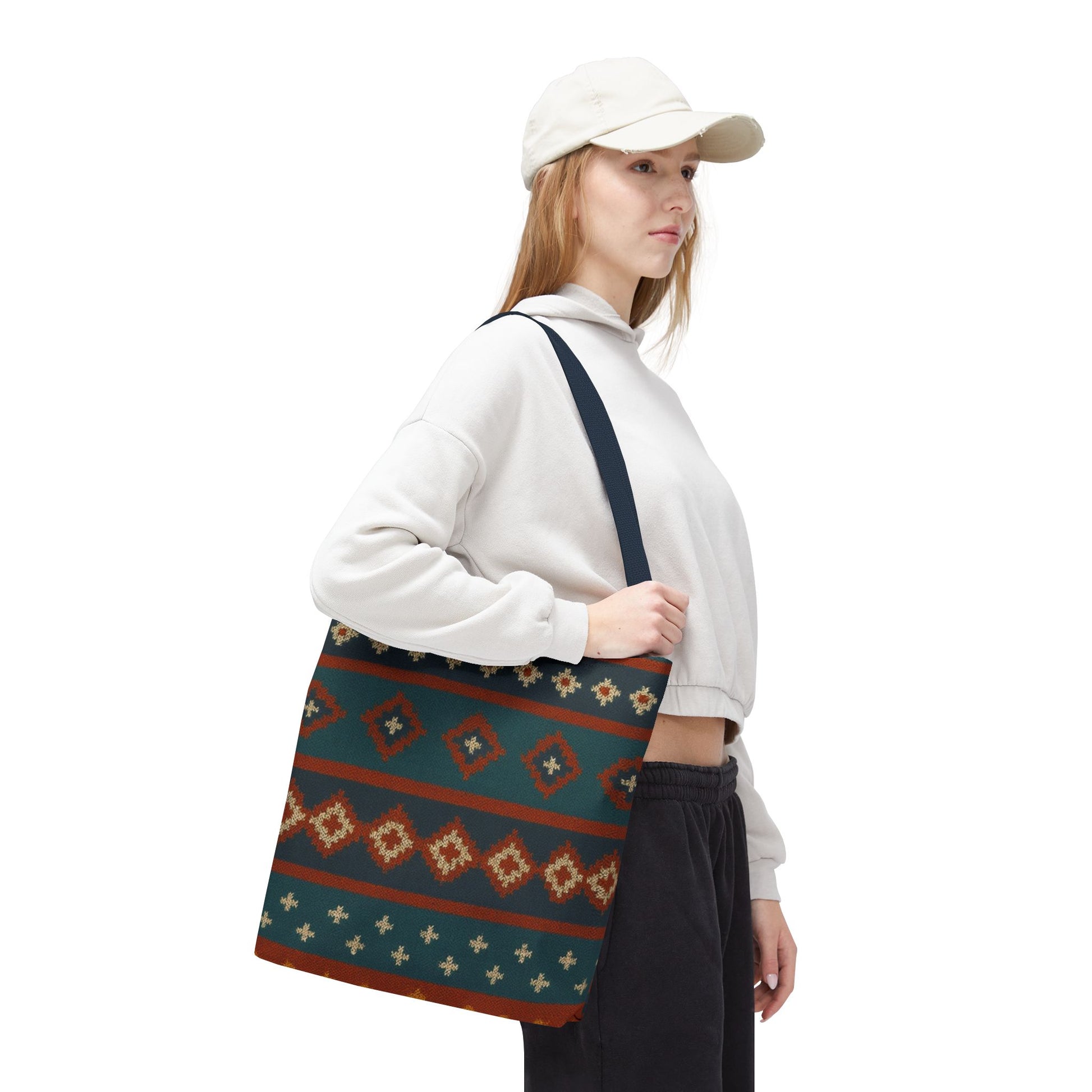 Southwestern Diamond Pattern Tote Bag | Aztec Tribal Geometric Print - TRV
