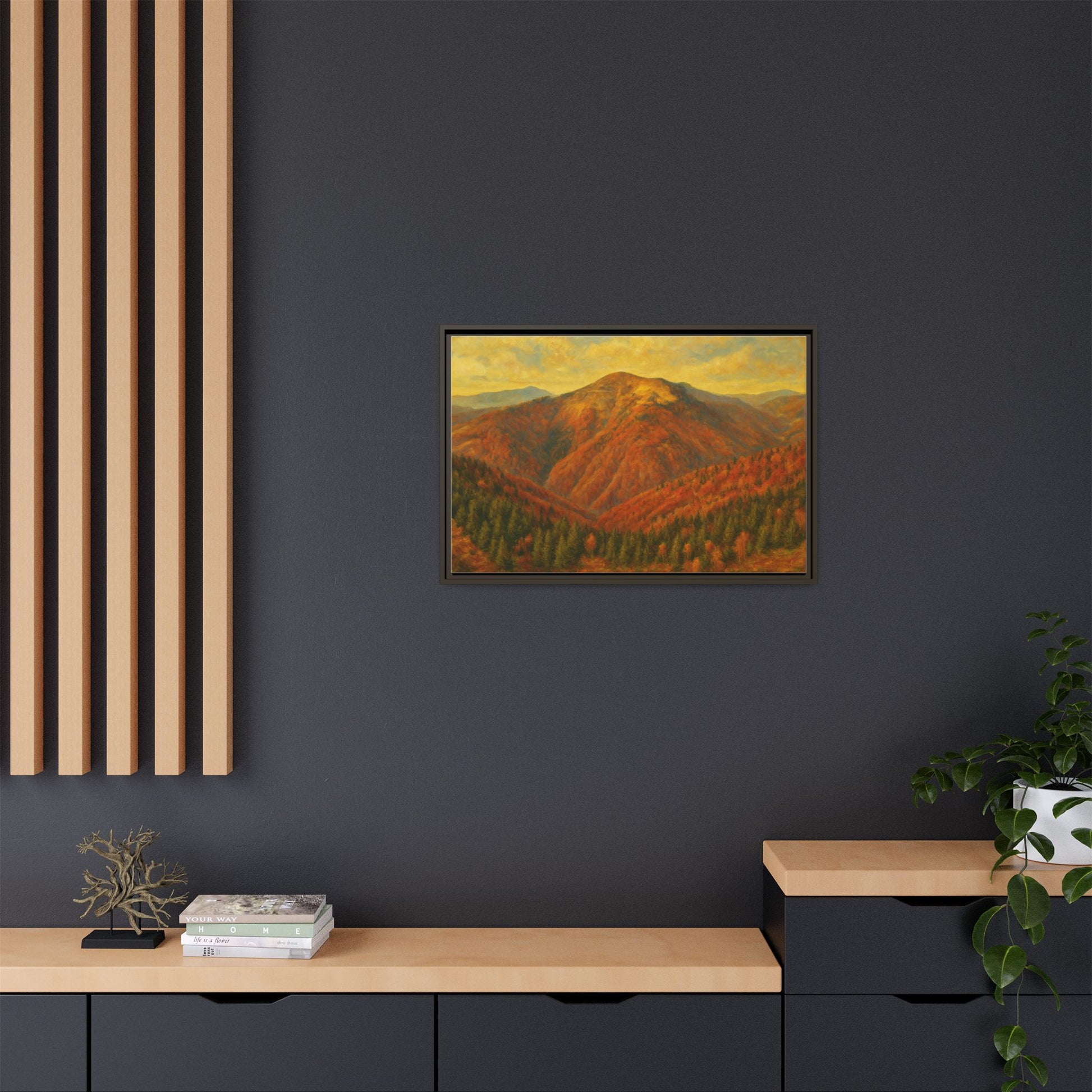 Autumn Landscape Wall Art, Cozy Home Decor, Nature Print, Framed Canvas, Fall Decorations, Gift Idea for Art Lovers - TRV