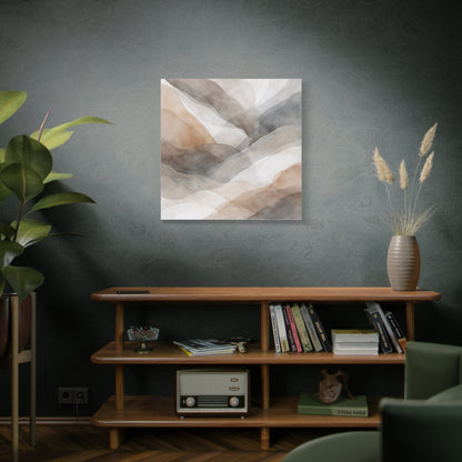 Neutral Abstract Watercolor Waves Canvas