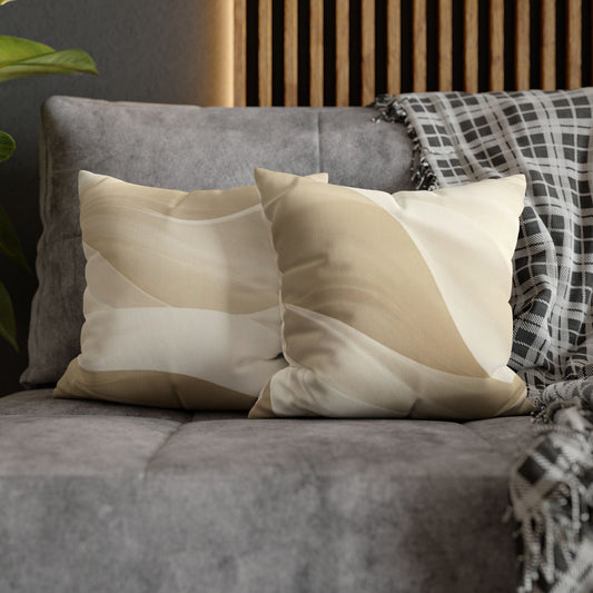 Beige Abstract Wave Pillowcase | Faux Suede Square Pillow Cover