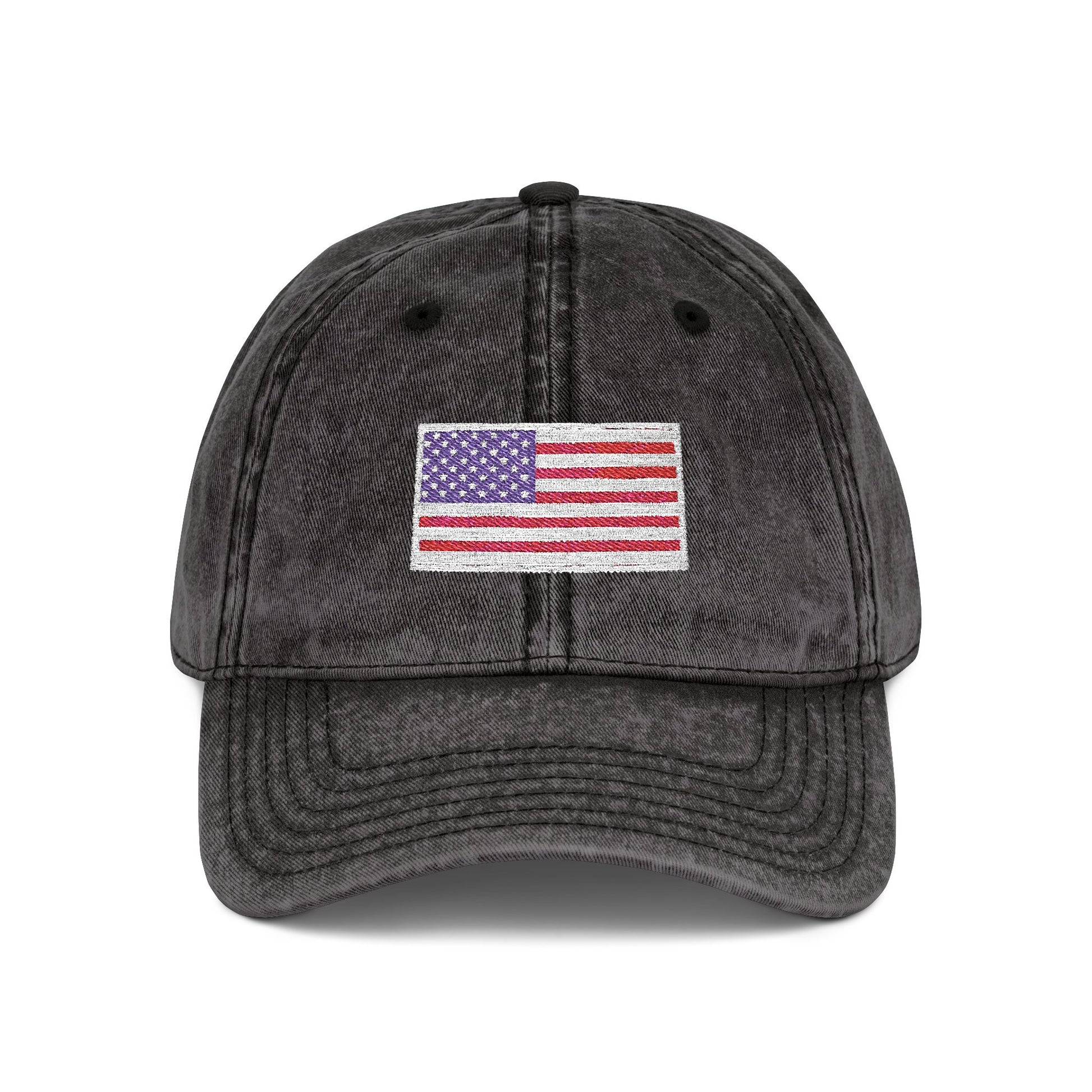 Embroidered Vintage Cap with USA Flag Design - TRV