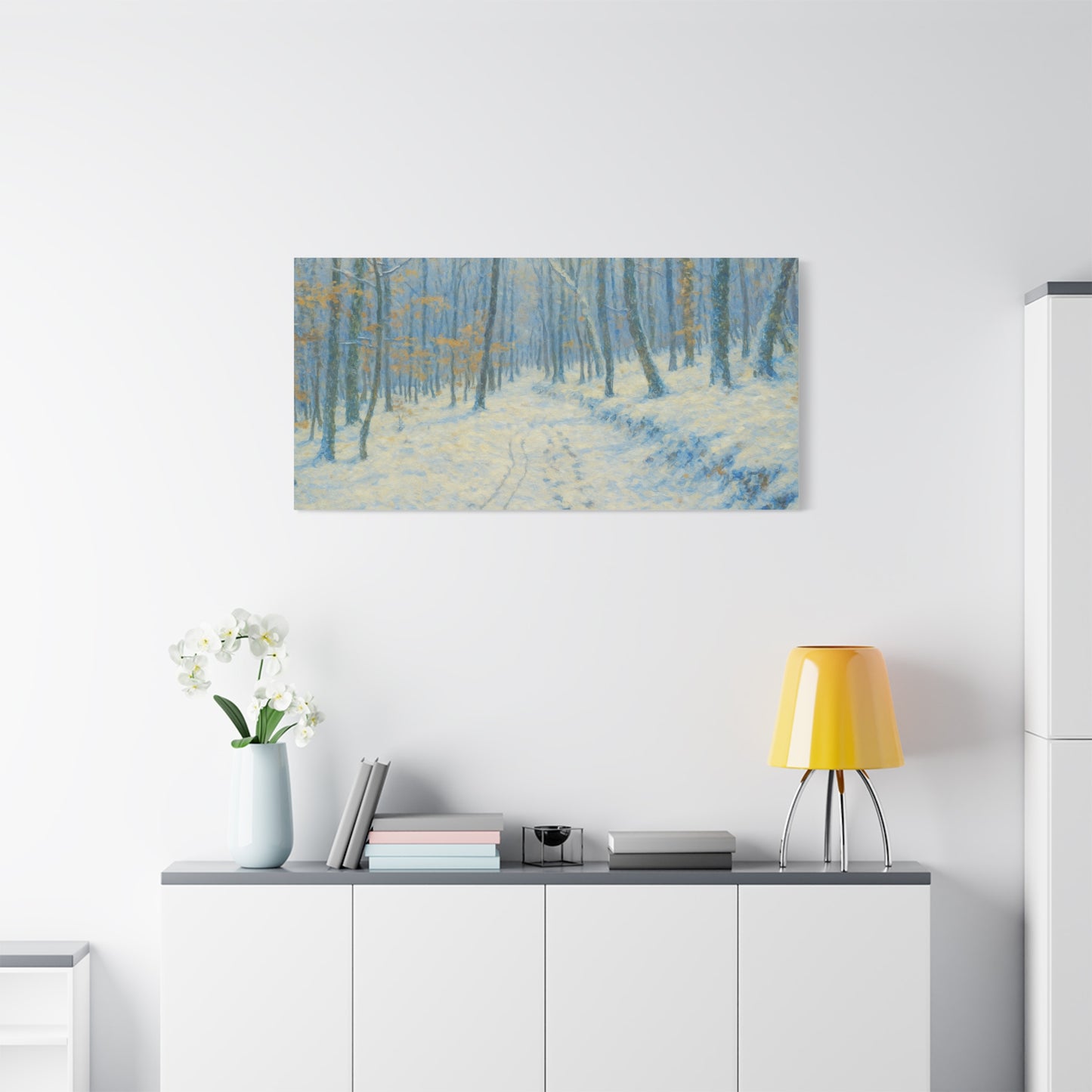 Winter Woodland Canvas Print — Snowy Forest Matte Stretched Wall Art