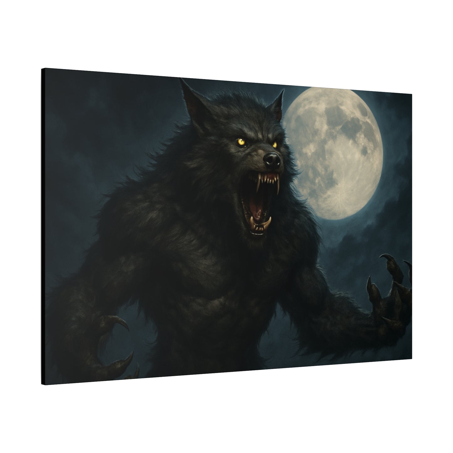 Werewolf Moon Canvas Art | Dark Fantasy Decor for Halloween, Gothic Home, Werewolf Lover Gift, Unique Wall Art, Spooky Decor - TRV