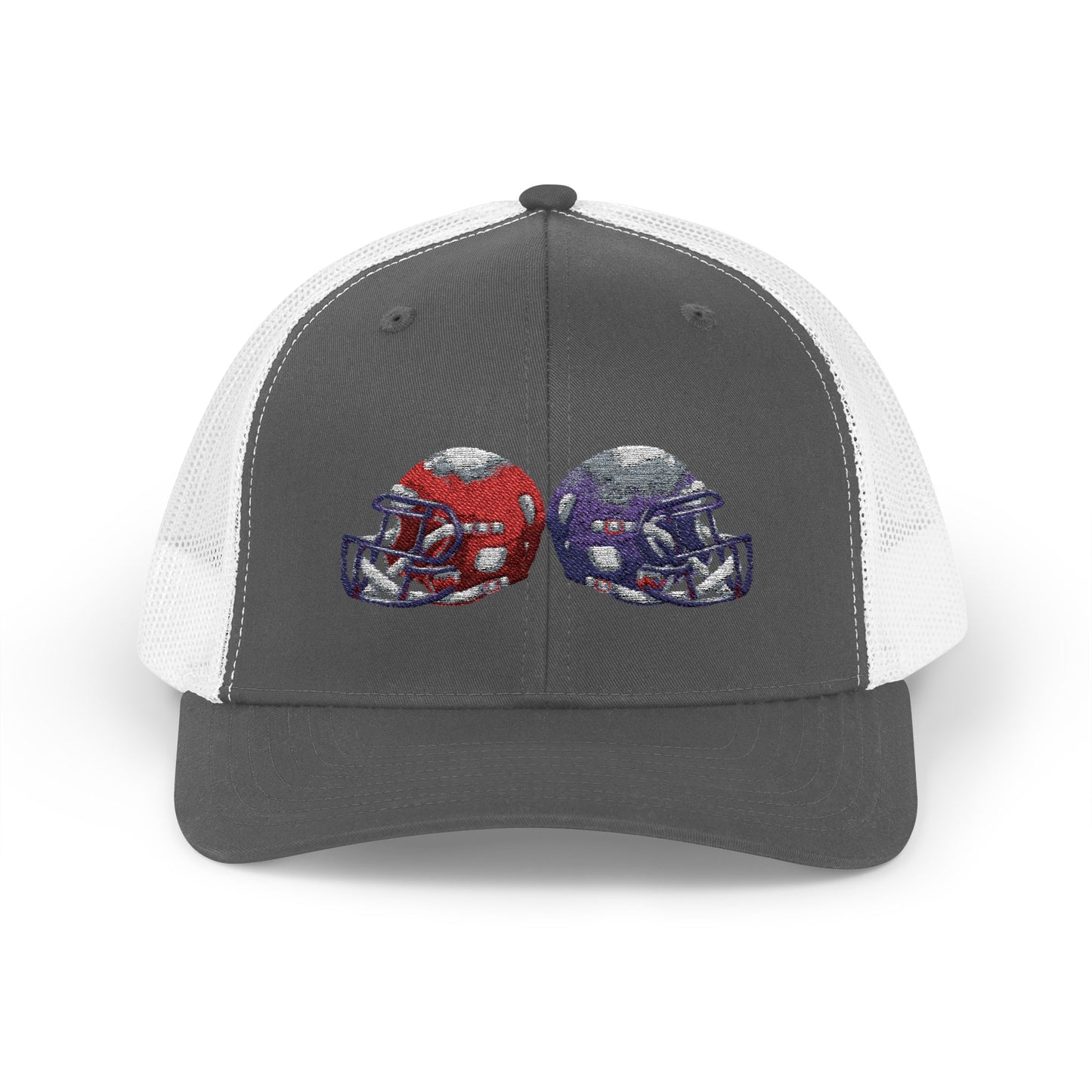 Sporty Snapback Trucker Cap with Football Helmets, Baseball Cap, Outdoor Activity Hat, Gift for Sports Fans, Team Spirit Wear - TRV