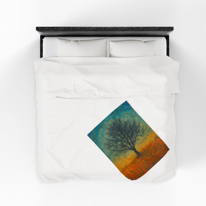 Cozy Velveteen Plush Blanket with Serene Tree Design | Comfortable Home Decor, Gift for Nature Lovers, Cozy Nights, Warmth&Style - TRV