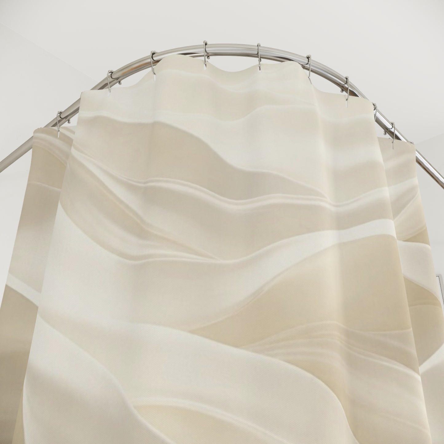 Beige Silk Waves Shower Curtain | Neutral Abstract Bathroom Decor
