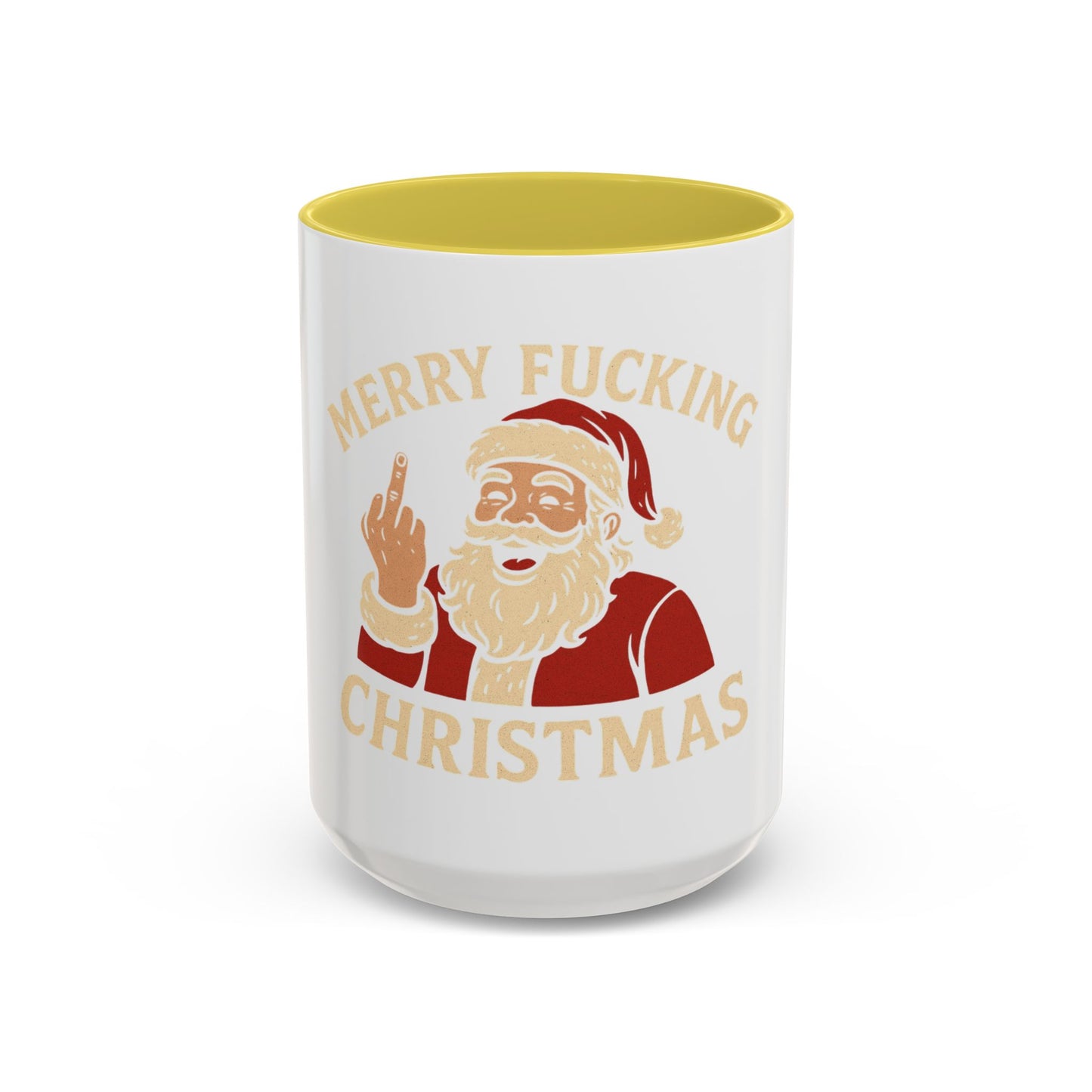 Irreverent Merry Christmas Mug — Funny Santa Middle Finger Coffee Cup (11oz & 15oz)