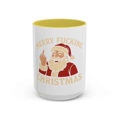 Irreverent Merry Christmas Mug — Funny Santa Middle Finger Coffee Cup (11oz & 15oz)