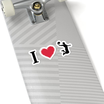 I Heart Basketball Sticker — Kiss-Cut Sports Decal for Laptops & Water Bottles