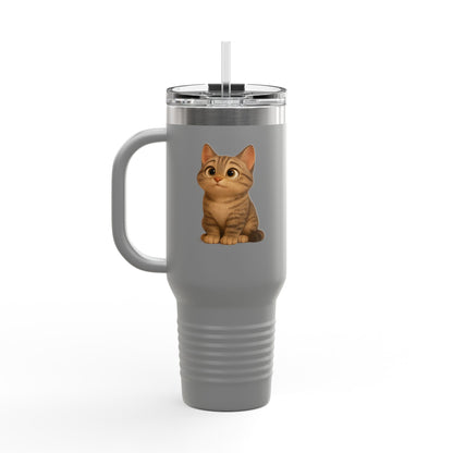 Cute Cat Insulated Travel Mug, Perfect for Pet Lovers, 40oz Coffee Cup, Travel Tumbler, Gift for Cat Lovers, Customizable Mug - TRV