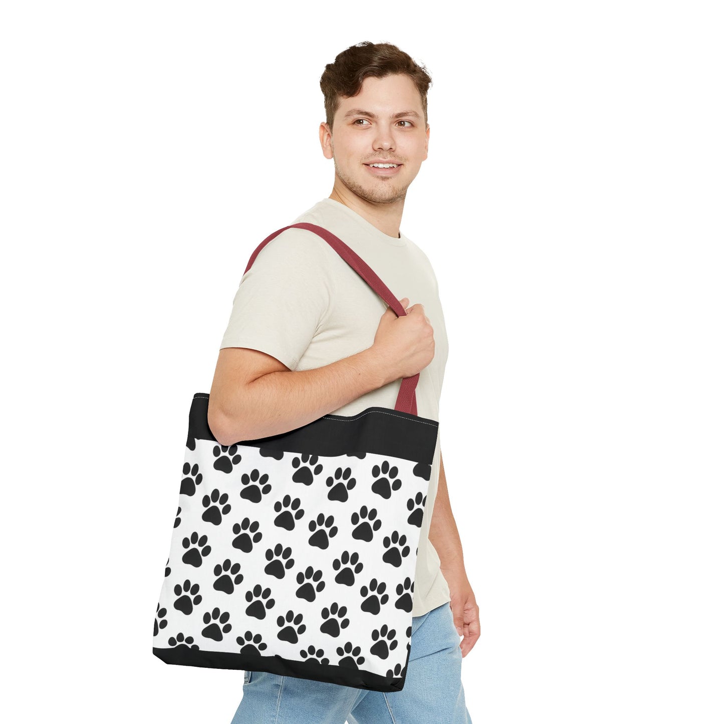Paw Print Tote Bag, Dog Lover Gift, Shopping Tote, Eco-Friendly Bag, Pet Accessory, Animal Print Carryall - TRV