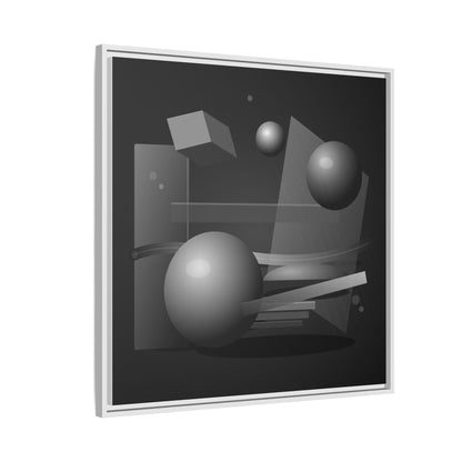 Monochrome Geometric Spheres Canvas Framed Wall Art | Matte Print
